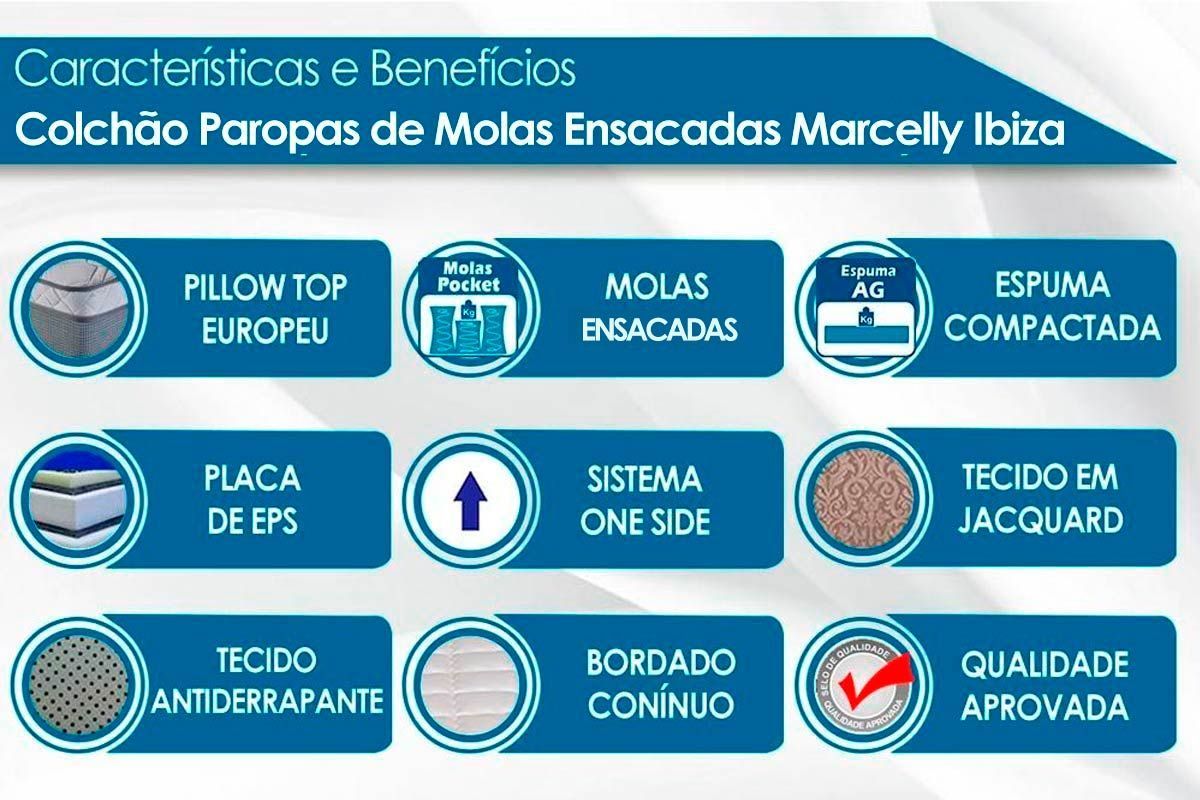Cama Box Baú CRC +Colchão Molas Marcelly Paropas