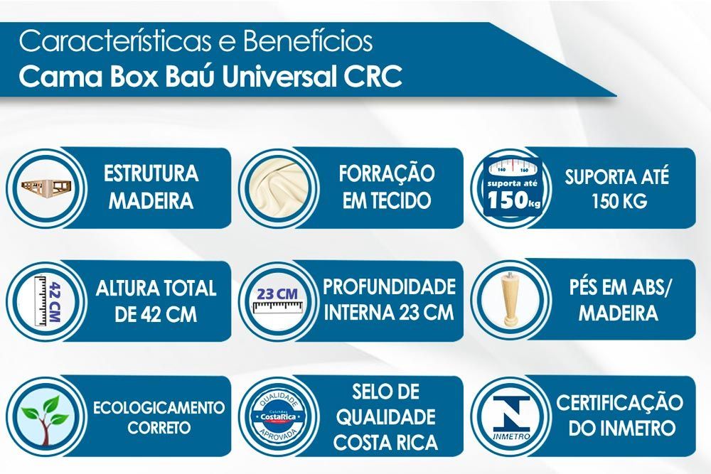 Cama Box Baú CRC +Colchão Molas Marcelly Paropas