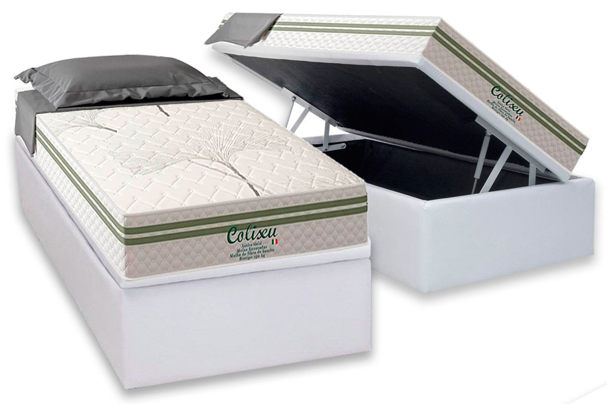 Cama Box Baú CRC +Colchão Molas Coliseu Paropas