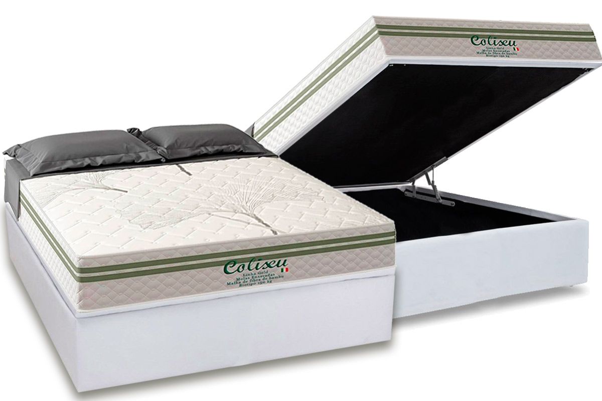 Cama Box Baú CRC +Colchão Molas Coliseu Paropas