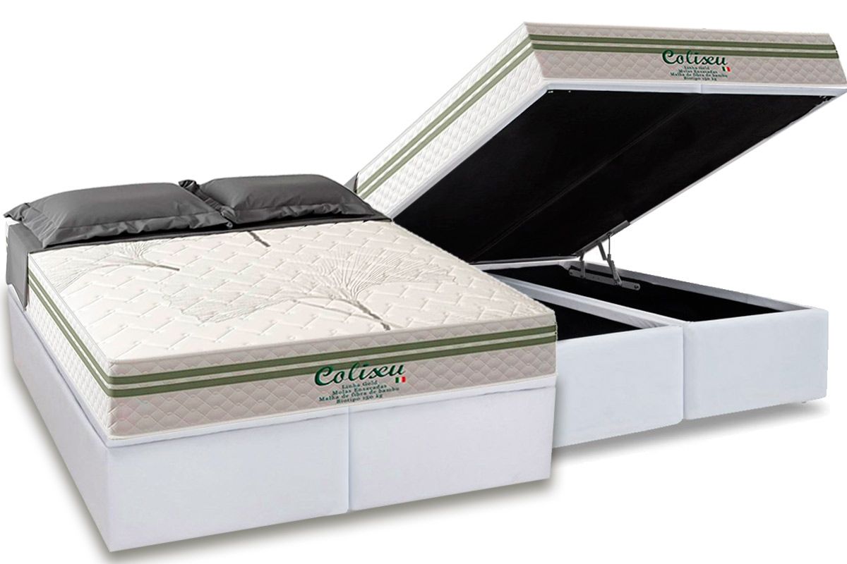 Cama Box Baú CRC +Colchão Molas Coliseu Paropas