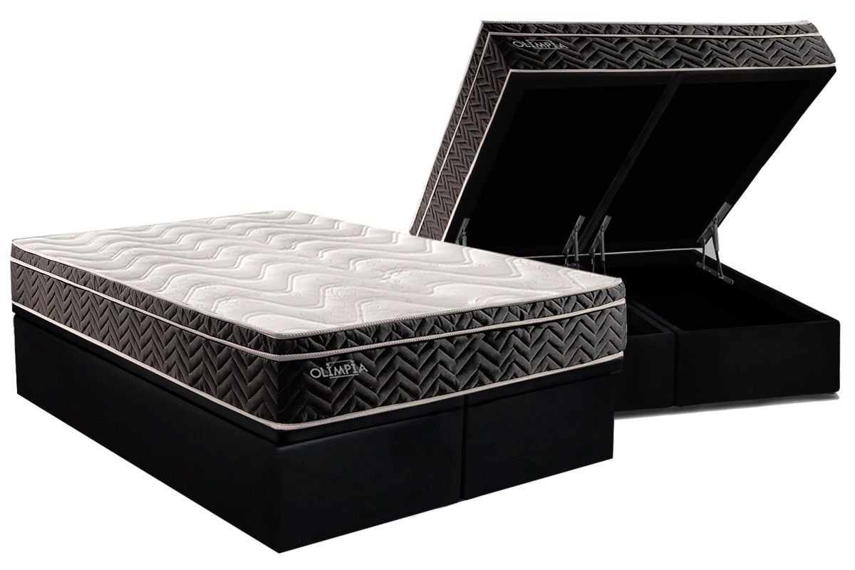 Cama Box Baú CRC +Colchão Molas Olímpia Paropas