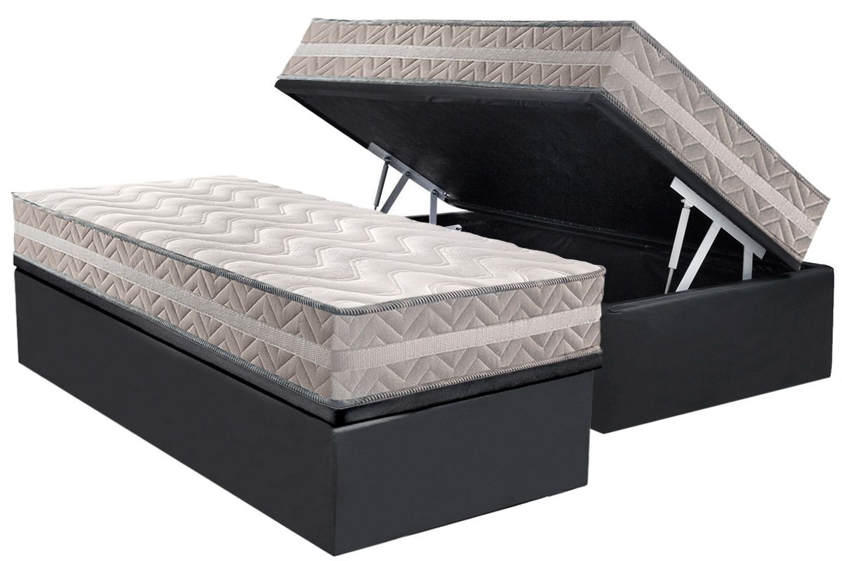 Cama Box Baú CRC +Colchão Ortopédico Master Paropas