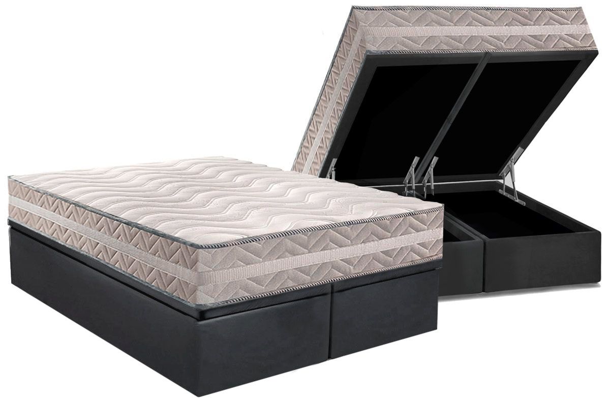 Cama Box Baú CRC +Colchão Ortopédico Master Paropas