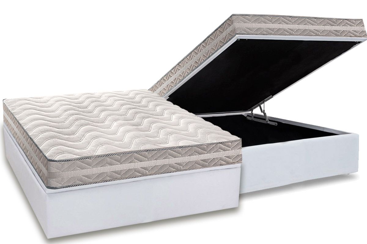 Cama Box Baú CRC +Colchão Ortopédico Master Paropas