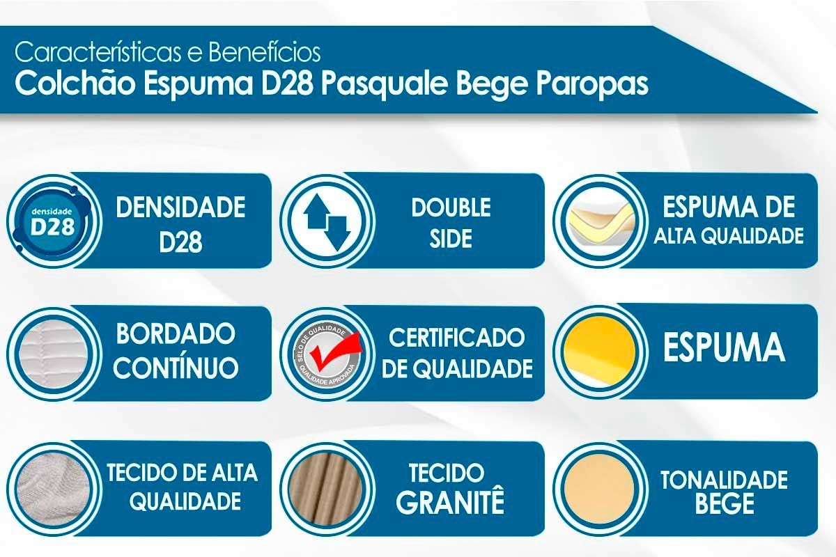 Cama Box CRC +Colchão Espuma D28 Pasquale Paropas