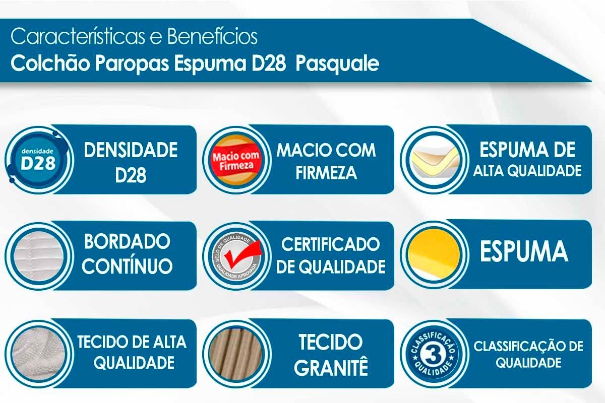 Cama Box CRC +Colchão Espuma D28 Pasquale Paropas
