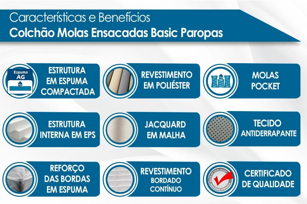Cama Box CRC +Colchão Molas Basic Paropas