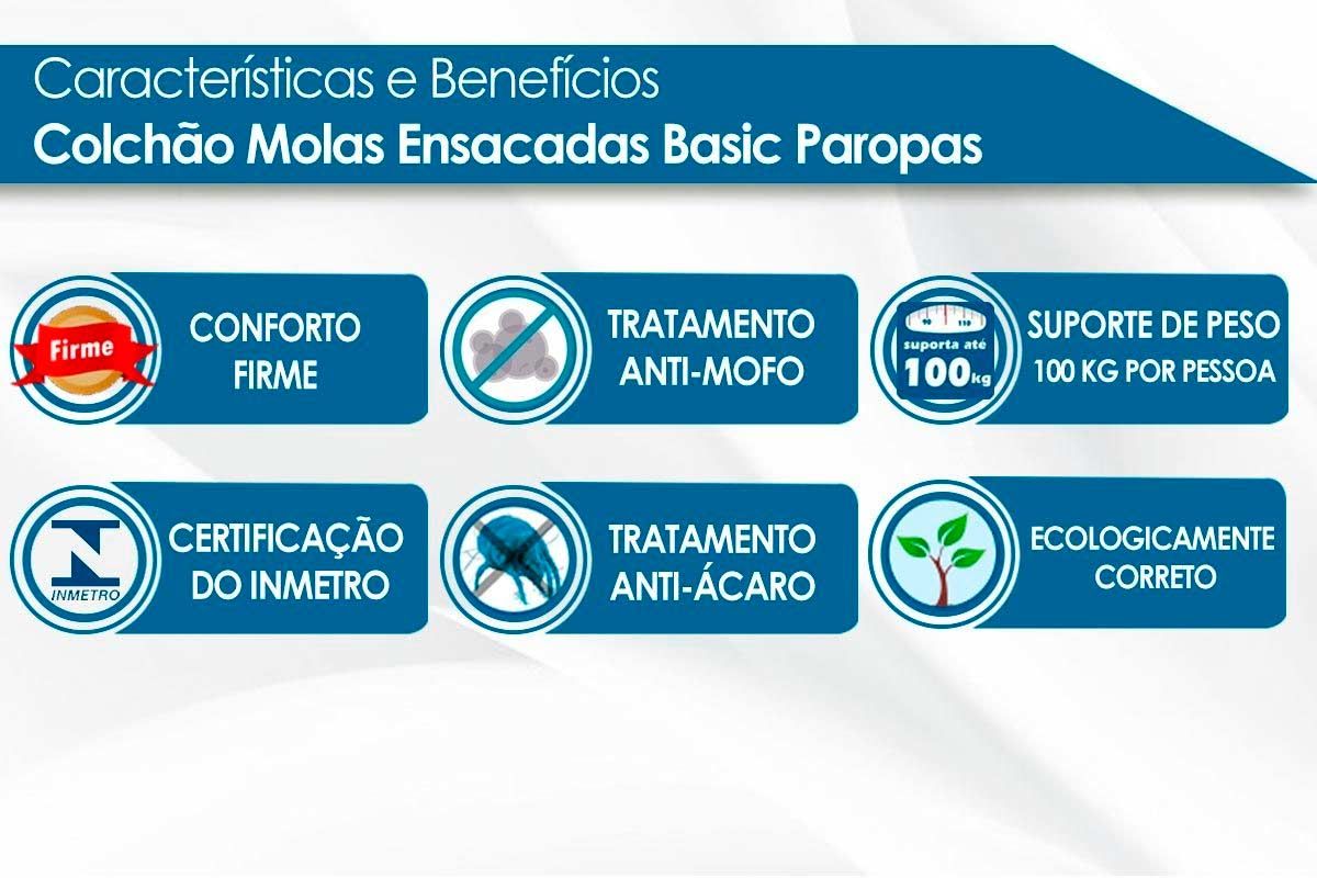 Cama Box Baú CRC +Colchão Molas Basic Paropas
