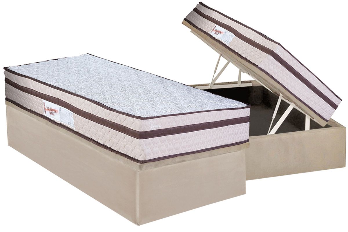 Cama Box Baú CRC +Colchão Molas Basic Paropas