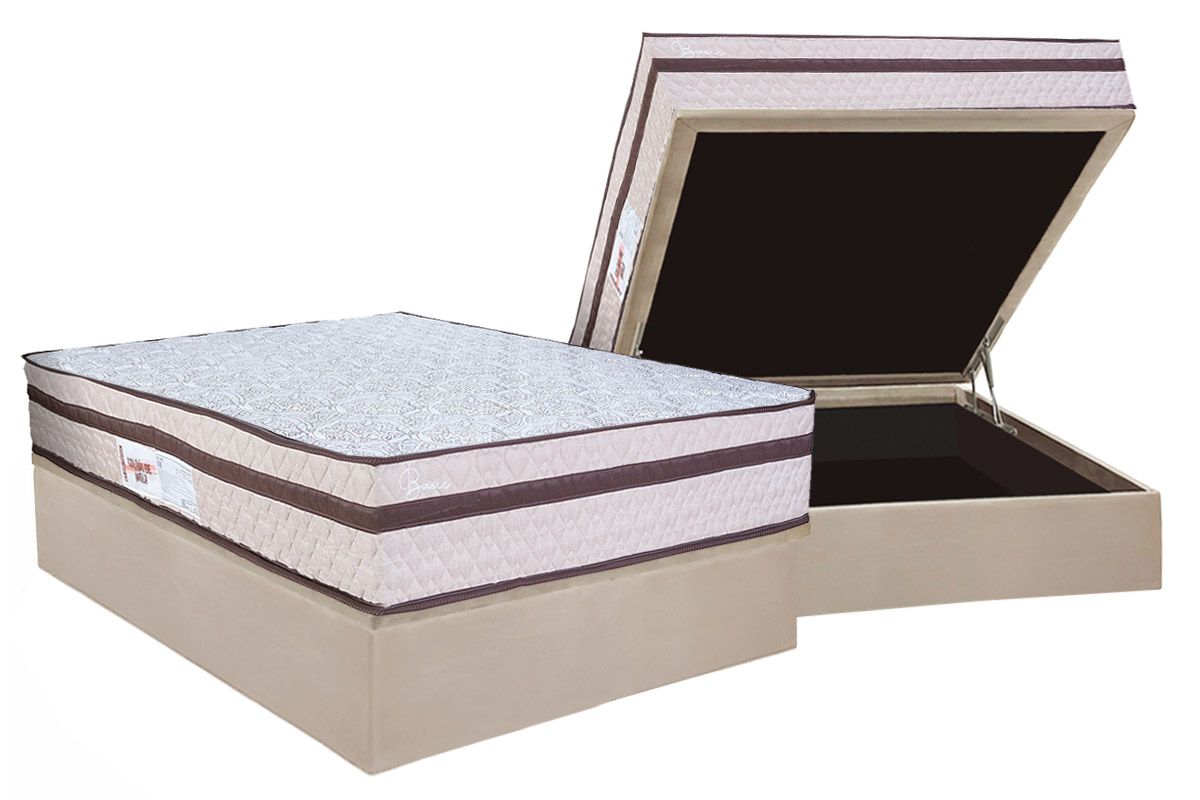 Cama Box Baú CRC +Colchão Molas Basic Paropas