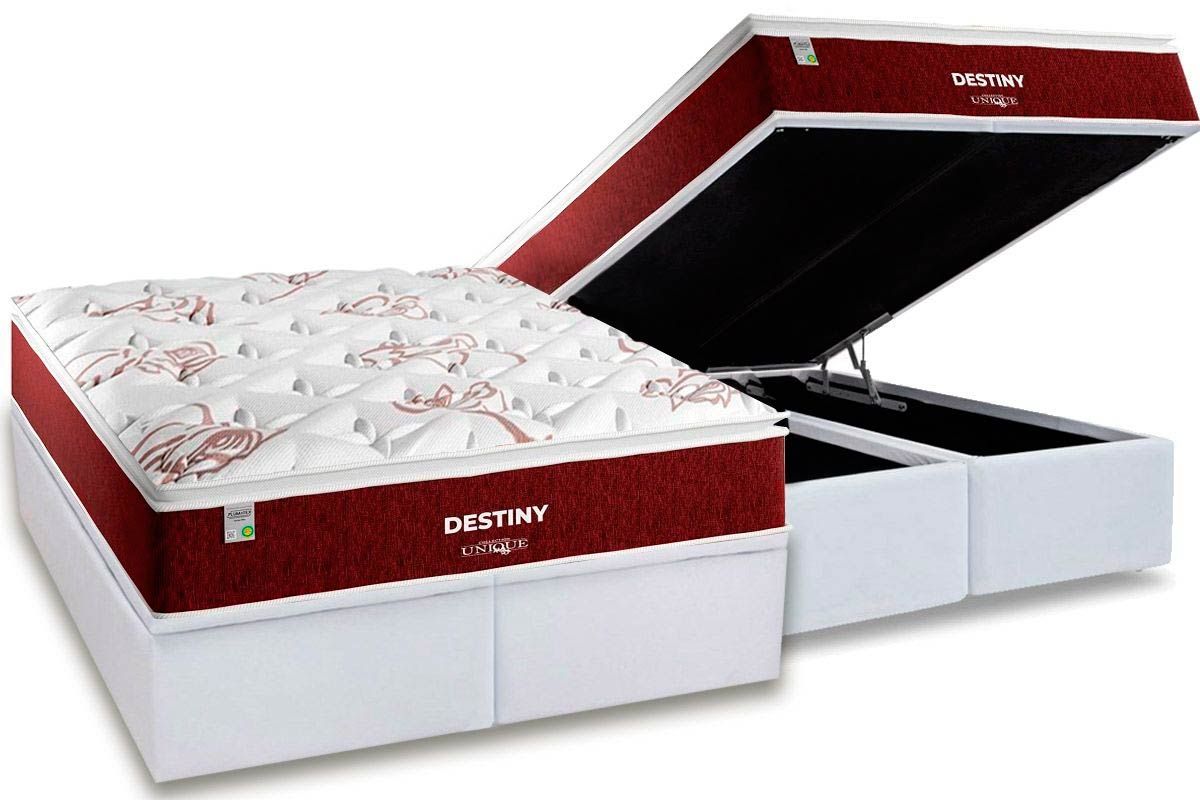 Cama Box Baú CRC +Colchão Molas Destiny Plumatex