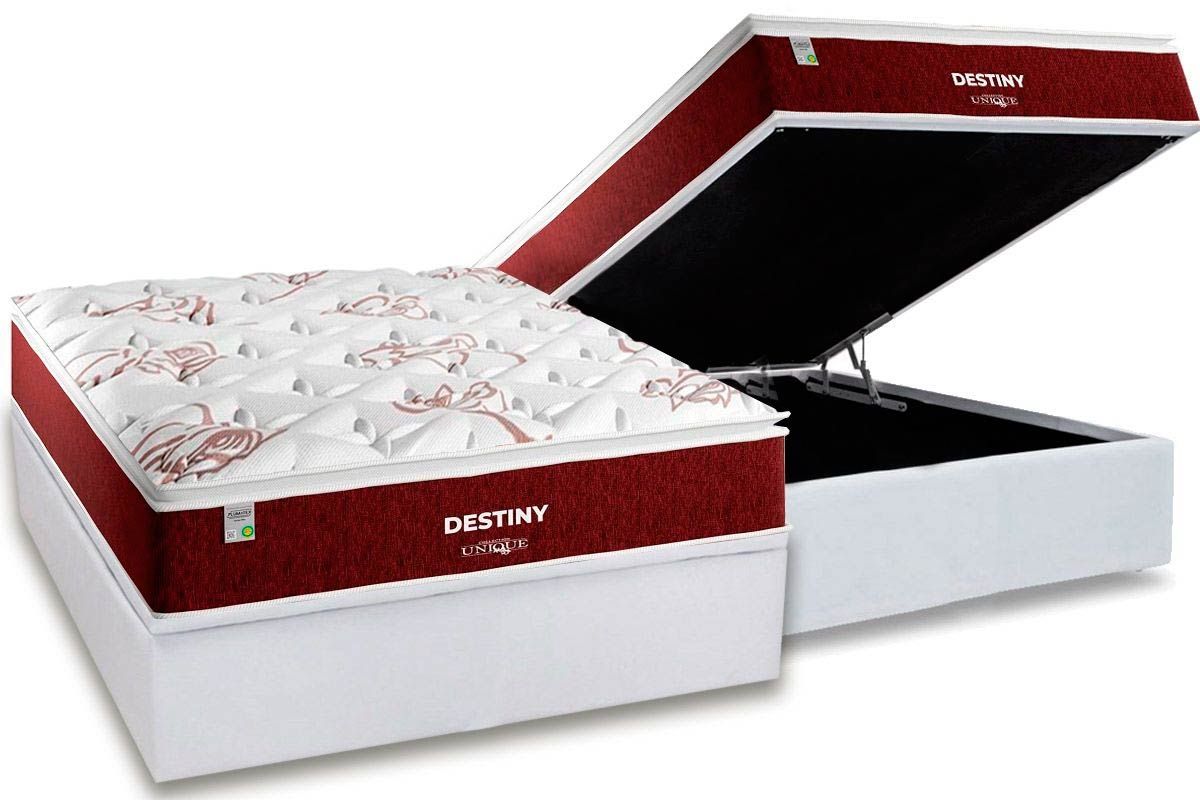 Cama Box Baú CRC +Colchão Molas Destiny Plumatex