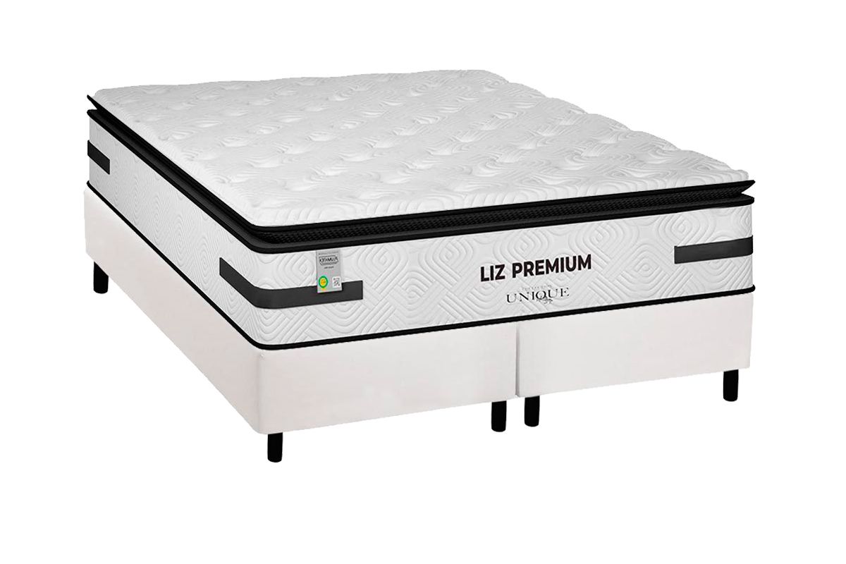 Cama Box CRC +Colchão Molas Liz Premium Plumatex