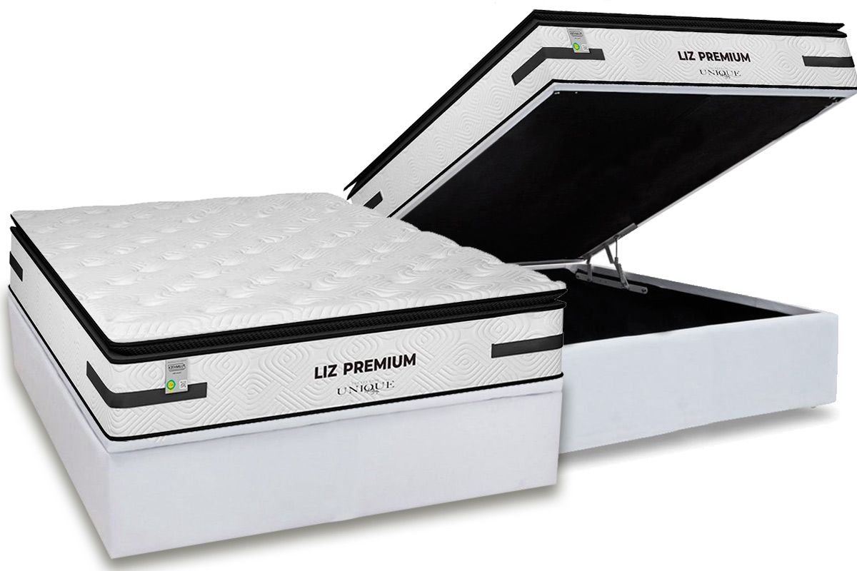 Cama Box Baú CRC +Colchão Molas Liz Plumatex