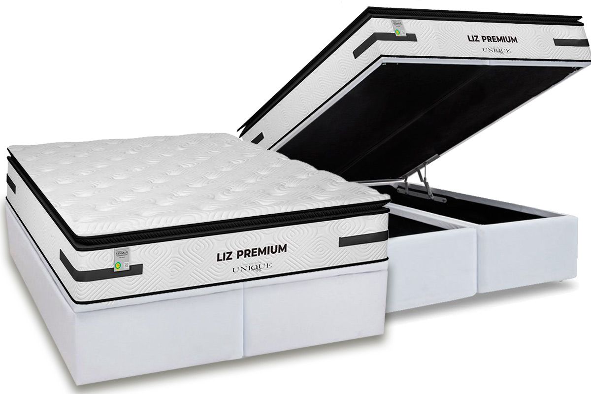 Cama Box Baú CRC +Colchão Molas Liz Plumatex