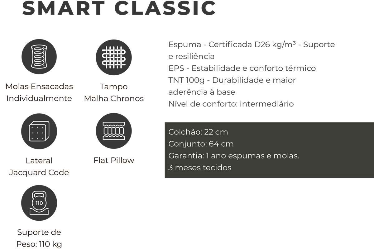 Cama Box CRC +Colchão Molas Classic Plumatex