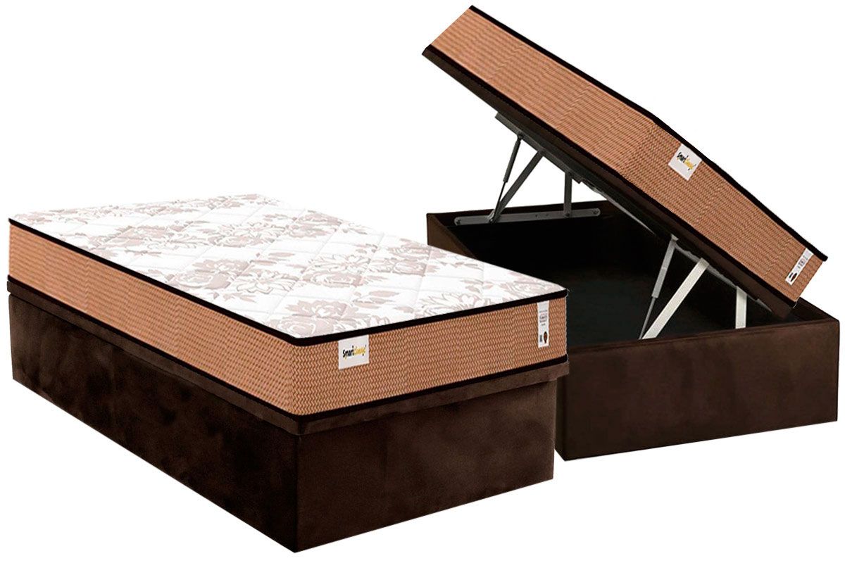 Cama Box Baú CRC +Colchão Molas Classic Plumatex