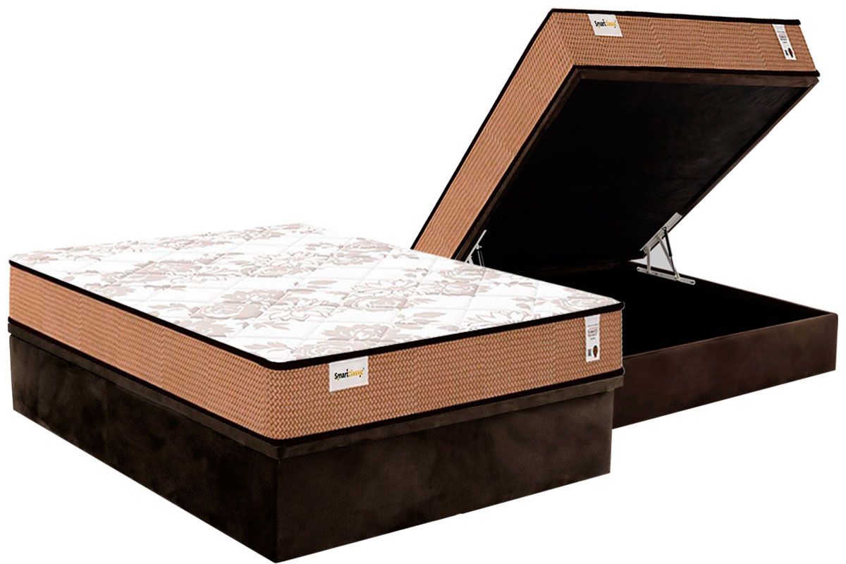 Cama Box Baú CRC +Colchão Molas Classic Plumatex