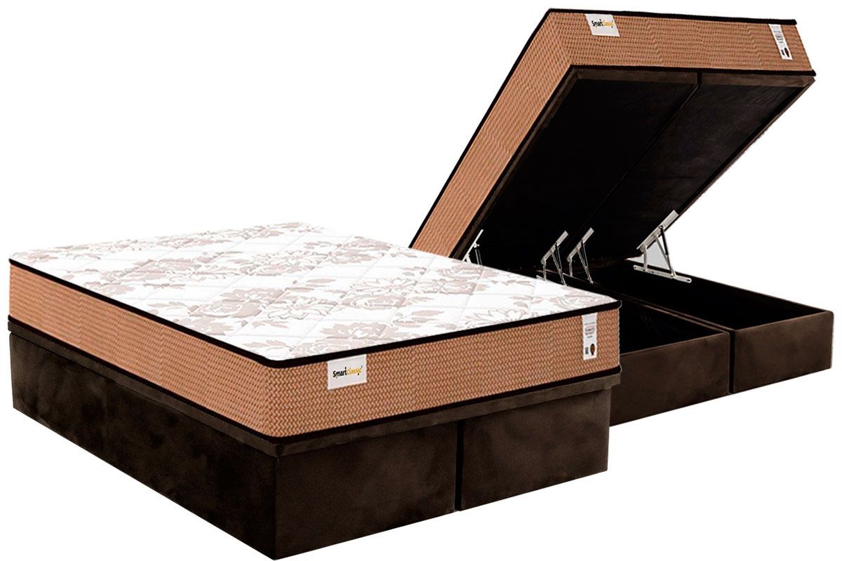 Cama Box Baú CRC +Colchão Molas Classic Plumatex