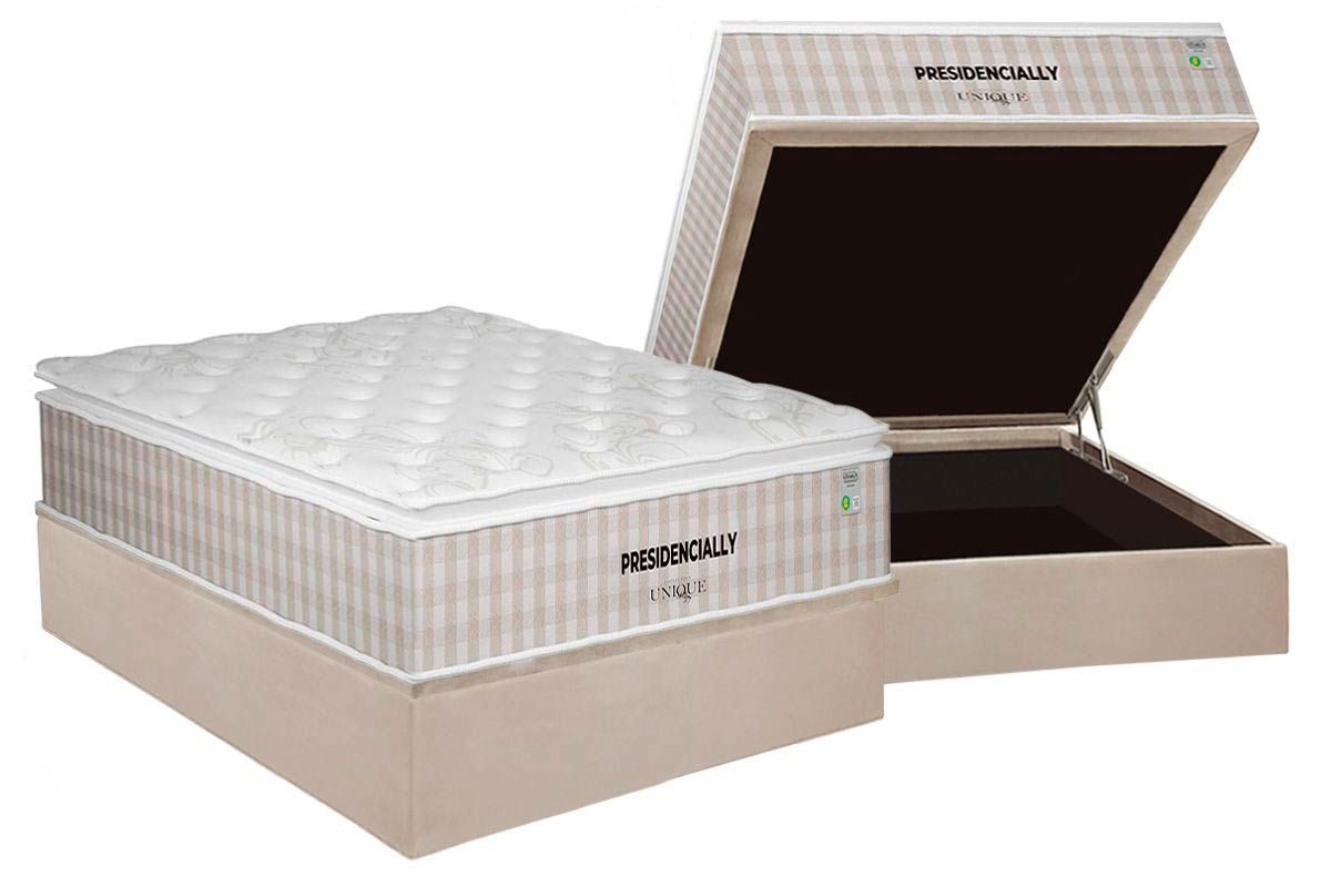 Cama Box Baú CRC +Colchão Molas Presidencially Plumatex
