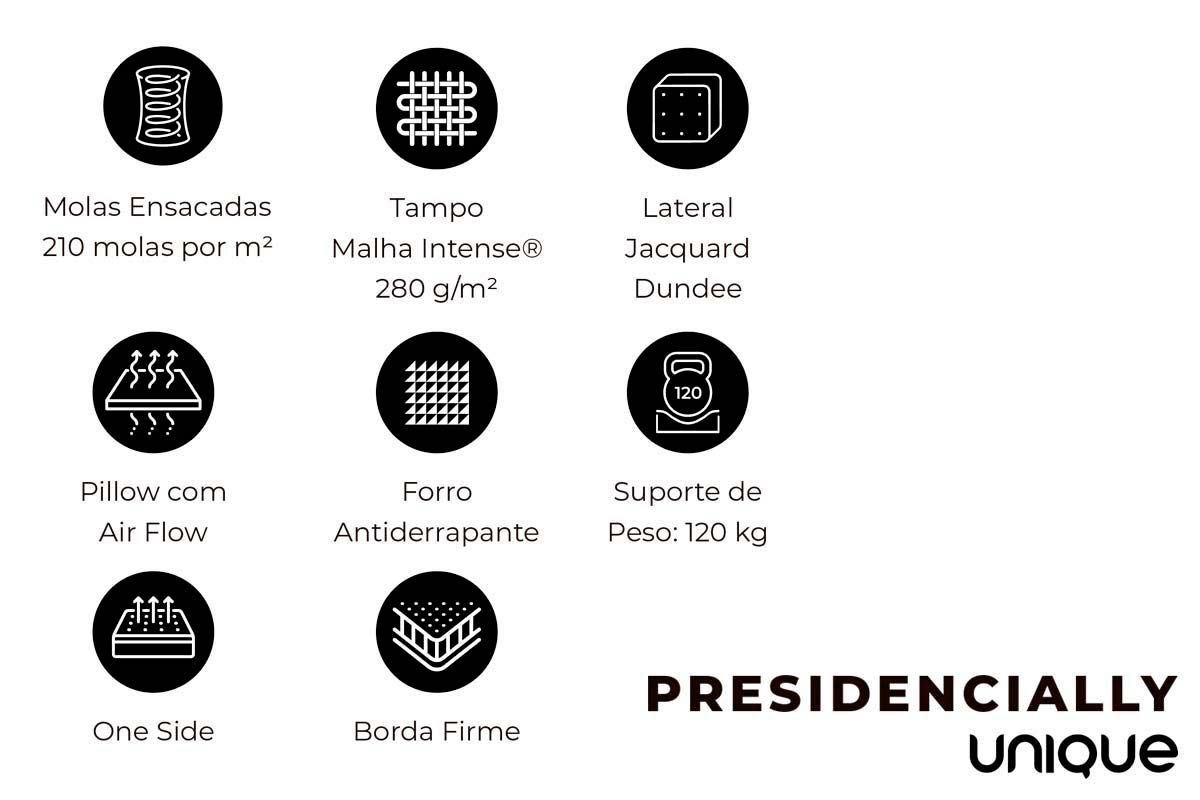 Cama Box Baú CRC +Colchão Molas Presidencially Plumatex
