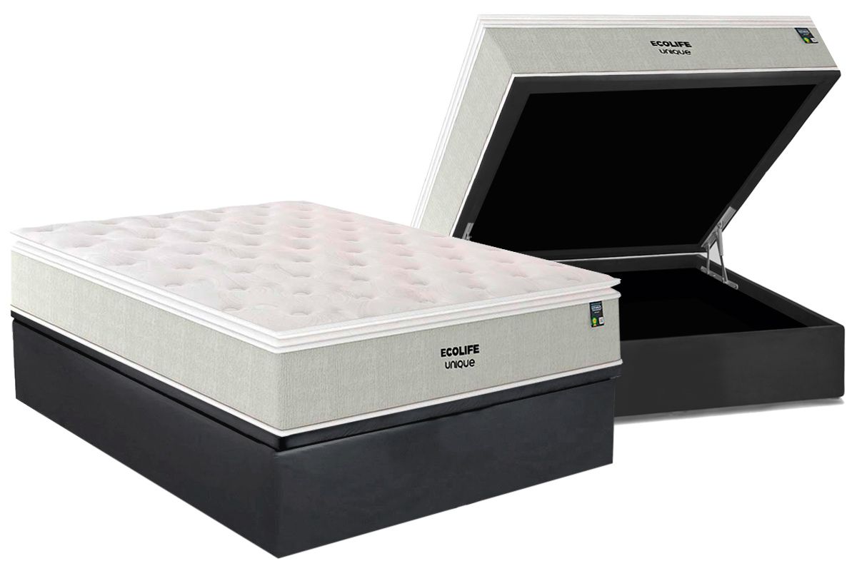 Cama Box Baú CRC +Colchão Molas Ecolife Plumatex
