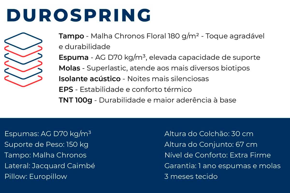 Cama Box CRC +Colchão Molas DuroSpring Plumatex