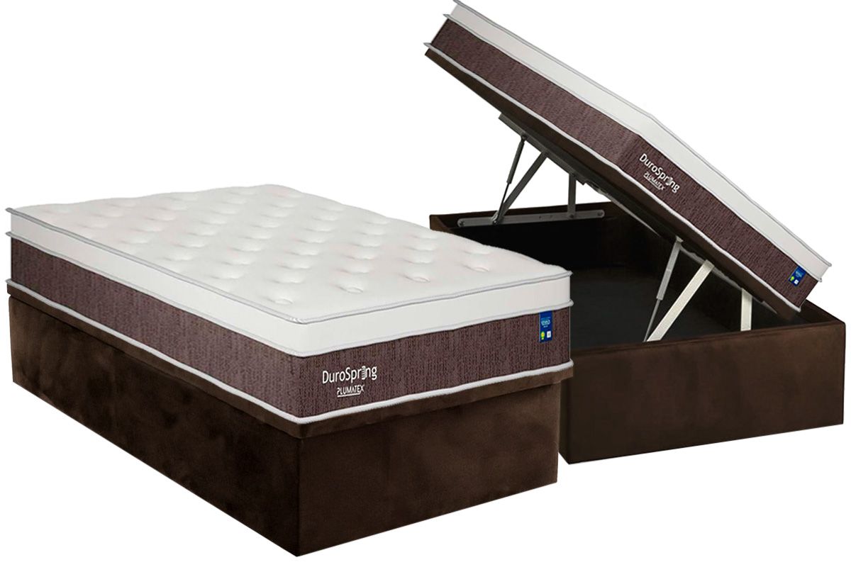 Cama Box Baú CRC +Colchão Molas DuroSpring Plumatex