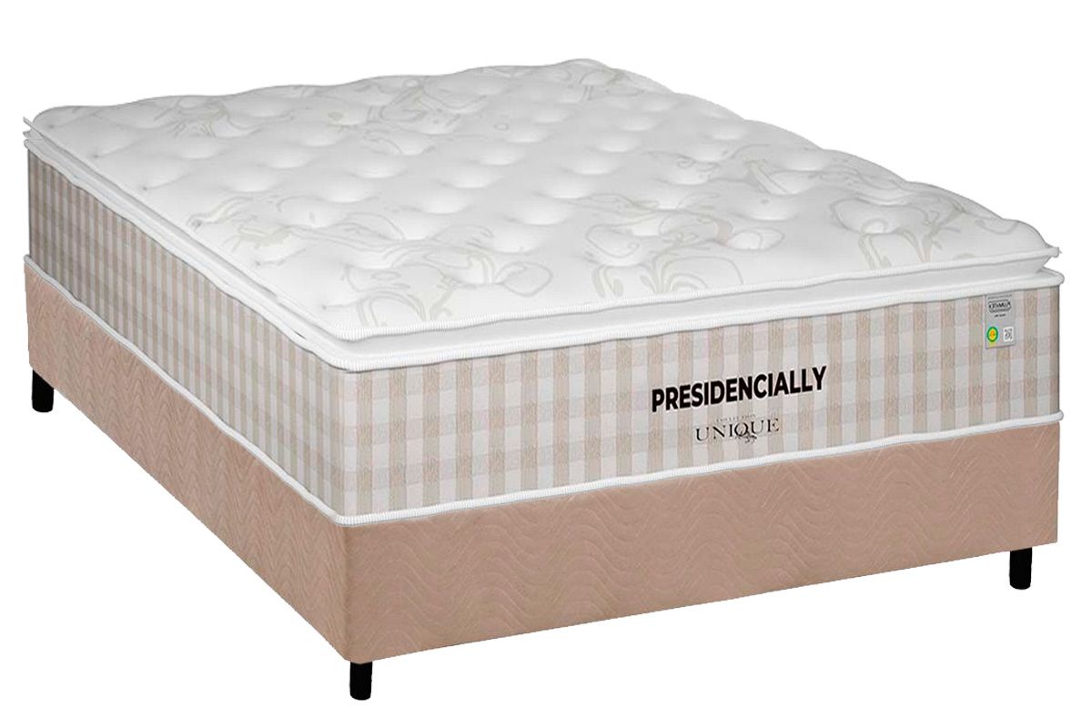 Cama Box CRC +Colchão Molas Presidencially Plumatex