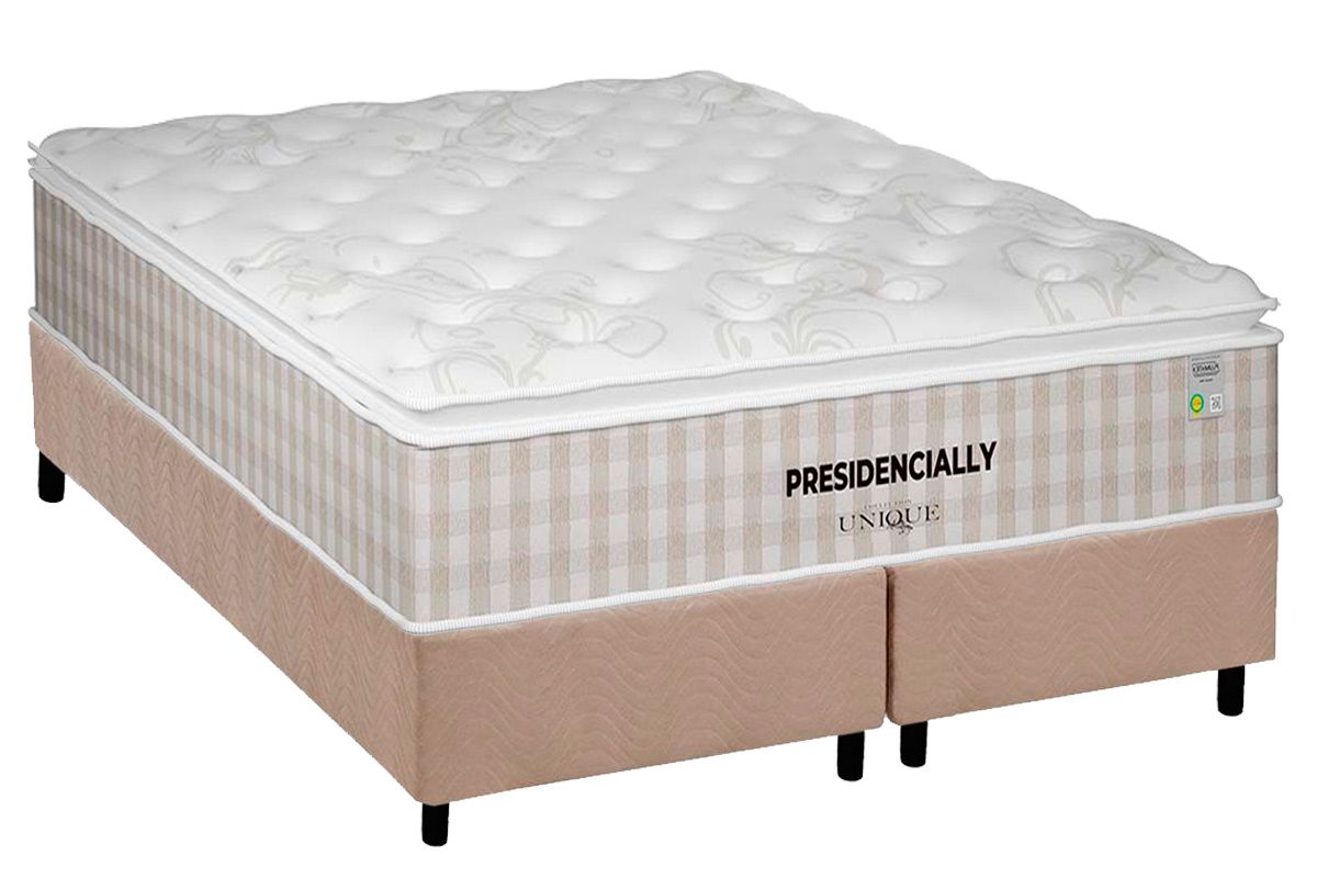 Cama Box CRC +Colchão Molas Presidencially Plumatex