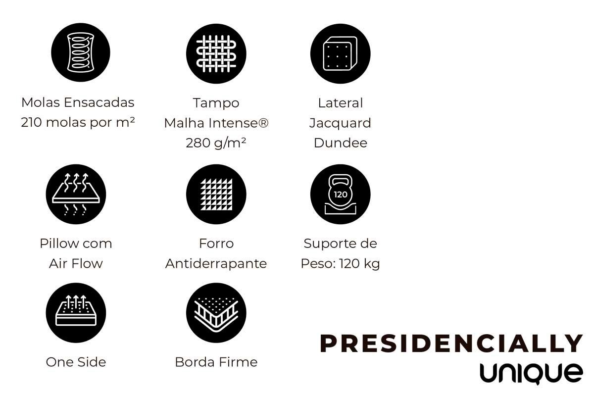 Cama Box CRC +Colchão Molas Presidencially Plumatex