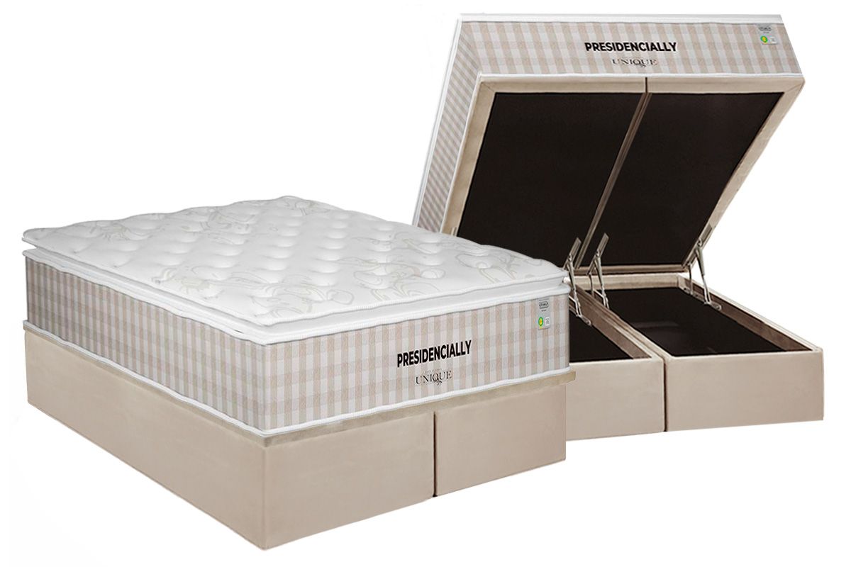 Cama Box Baú CRC +Colchão Molas Presidencially Plumatex