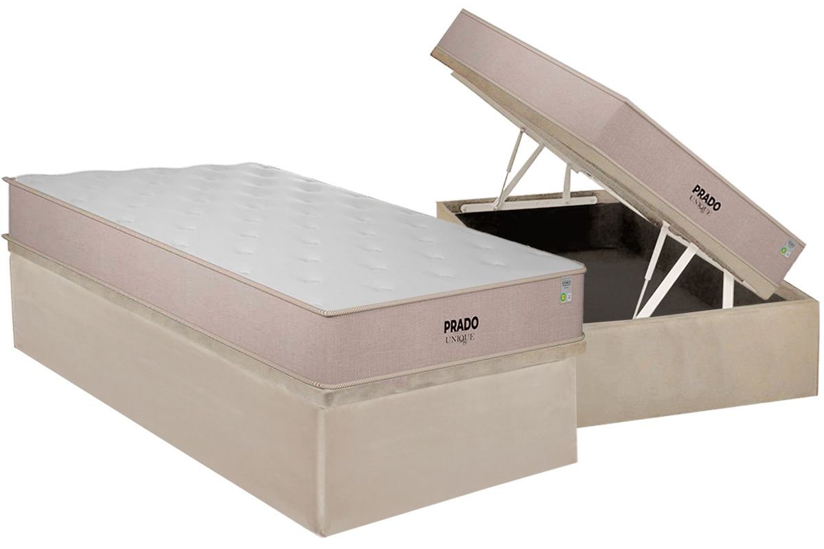 Cama Box Baú CRC +Colchão Espuma D28 Prado Plumatex