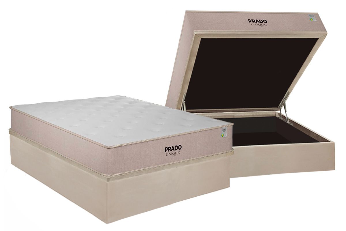 Cama Box Baú CRC +Colchão Espuma D28 Prado Plumatex