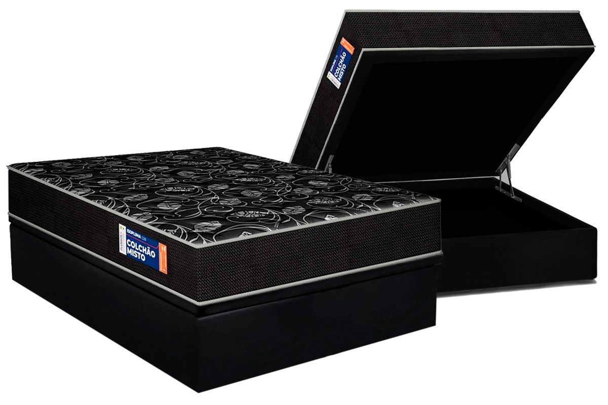 Cama Box Baú CRC +Colchão Ortopédico Iso Plumatex