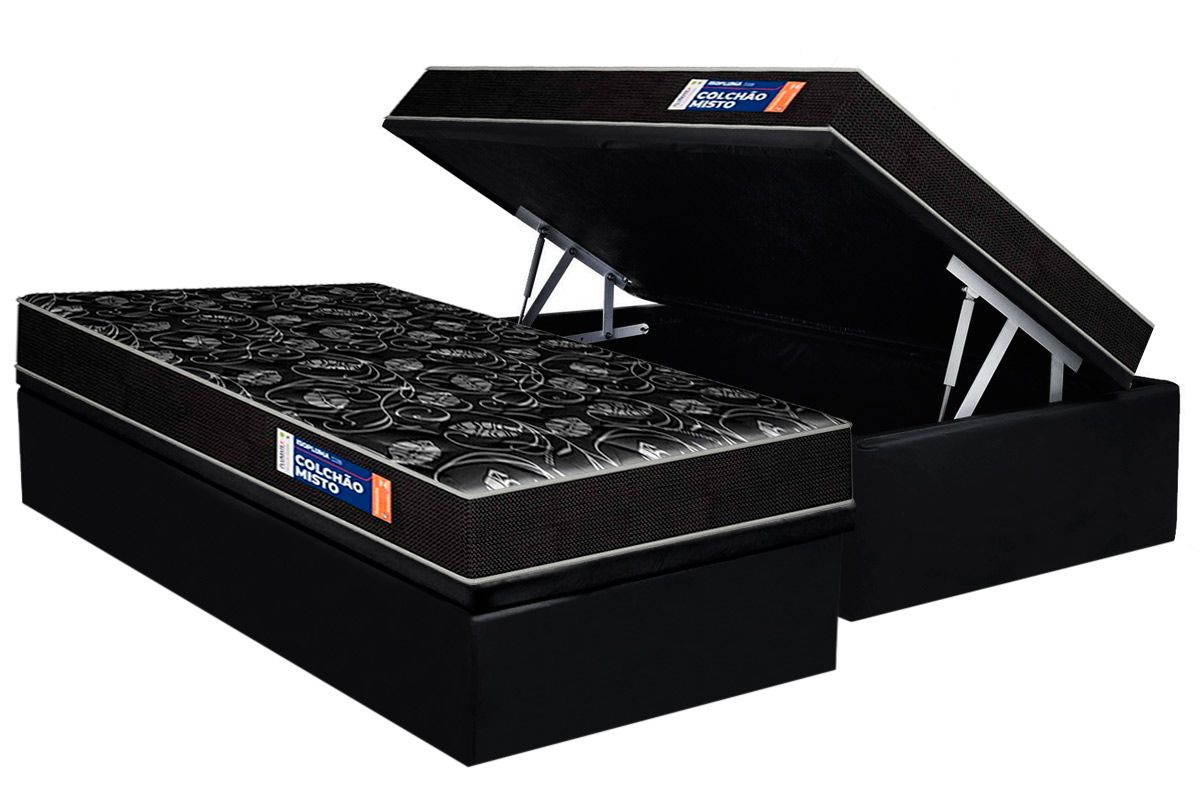 Cama Box Baú CRC +Colchão Ortopédico Iso Plumatex