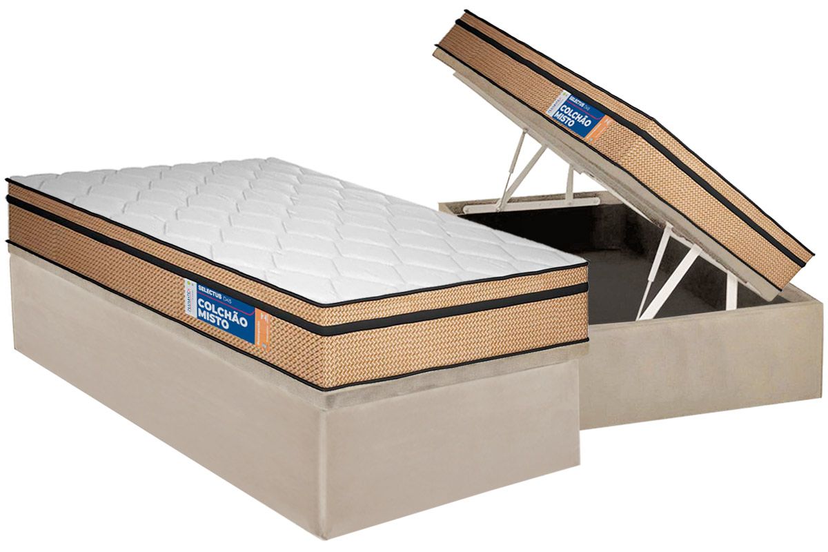 Cama Box Baú CRC +Colchão Ortopédico Selectus Plumatex