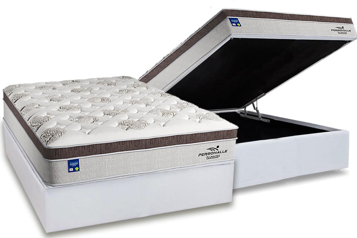 Cama Box Baú CRC +Colchão Molas Personalle Plumatex
