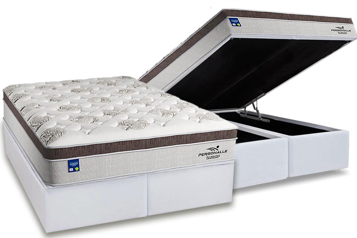 Cama Box Baú CRC +Colchão Molas Personalle Plumatex