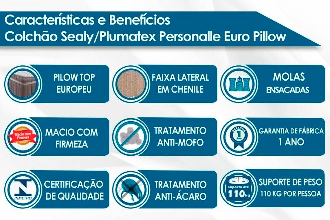 Cama Box Baú CRC +Colchão Molas Personalle Plumatex