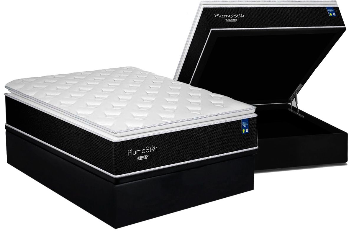 Cama Box Baú CRC +Colchão Molas Plumastar Plumatex