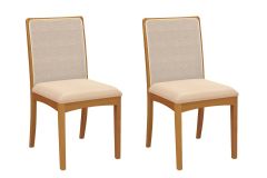 Cadeira Jantar Lara 2CMM009CA Premium Madeira Maciça Kit 2 Un Kappesberg - Carvalho/Boucle Bege/Tela Bege