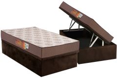 Cama Box Baú Filhão +Colchão Espuma D28 Pérola Polar