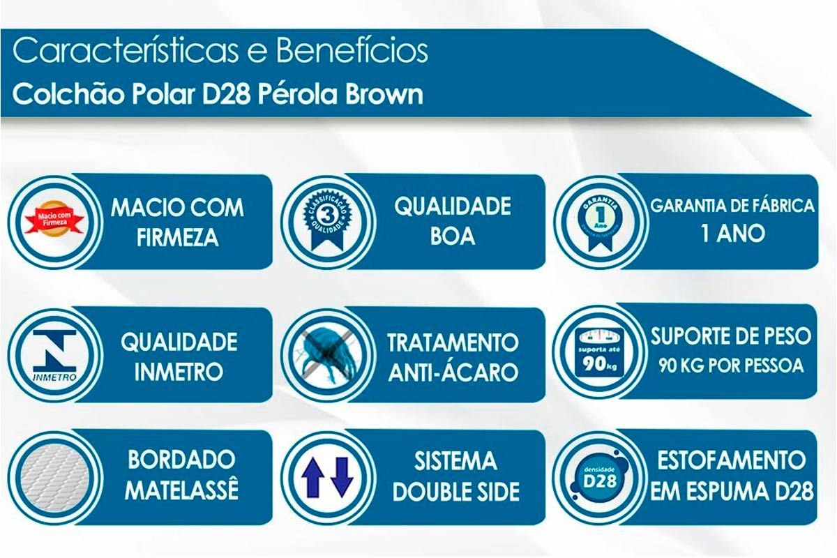 Cama Box Baú CRC +Colchão Espuma D28 Pérola Polar