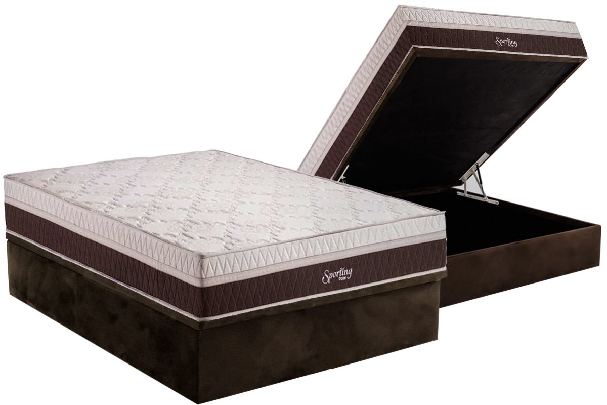 Cama Box Baú CRC +Colchão Molas Sporting Polar