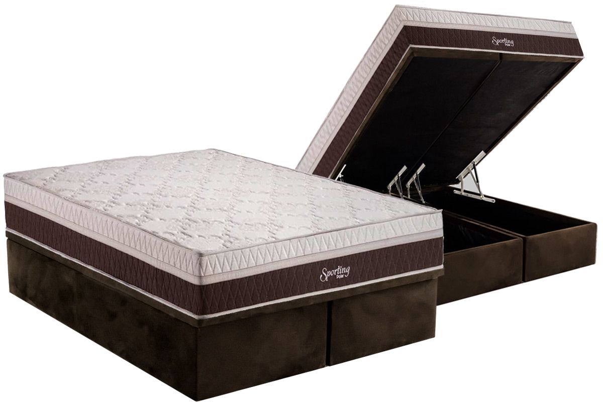 Cama Box Baú CRC +Colchão Molas Sporting Polar