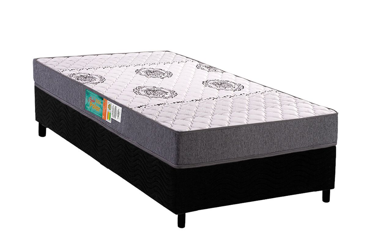Cama Box CRC +Colchão Espuma D45 Pérola Polar