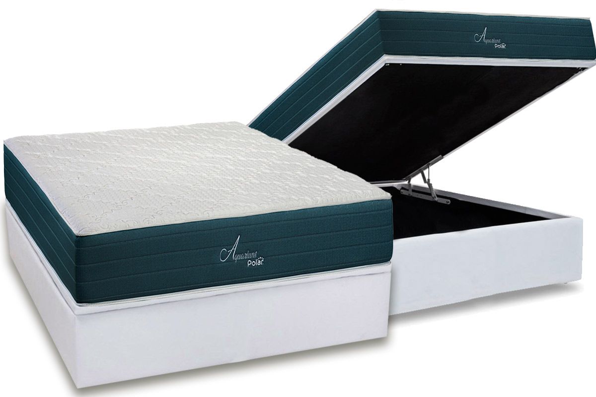 Cama Box Baú CRC +Colchão Molas Aquariuns Polar