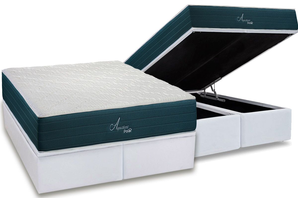 Cama Box Baú CRC +Colchão Molas Aquariuns Polar